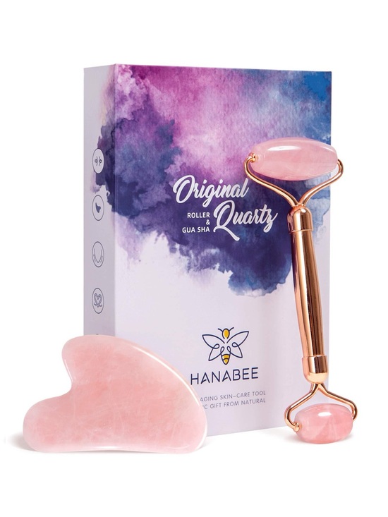 Hanabee Other - Rose Quartz Facial Roller and Gua Sha Facial Tool Set